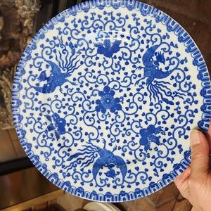 Phoenix Rising Blue White Vintage Made In Japan Dinner Plates 10"